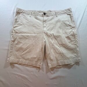 Faherty Brand Chino Shorts Mens 40 Khaki Tan Pima Cotton Stretch Flat Front